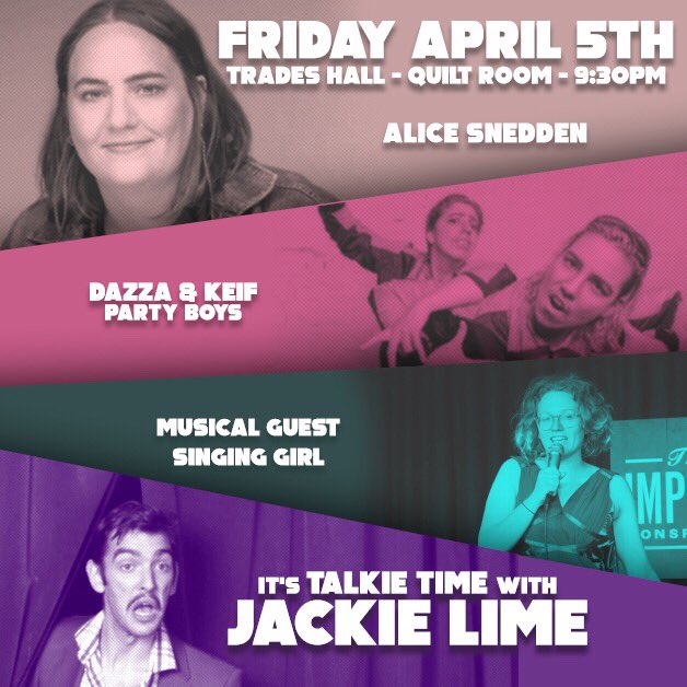 I’m back again at Trades Hall tonight with a hot-n-spicy line-up of the best in the biz! All this (and a few sneaky surprises) at 9:30! #MICF comedyfestival.com.au/2019/shows/it-…