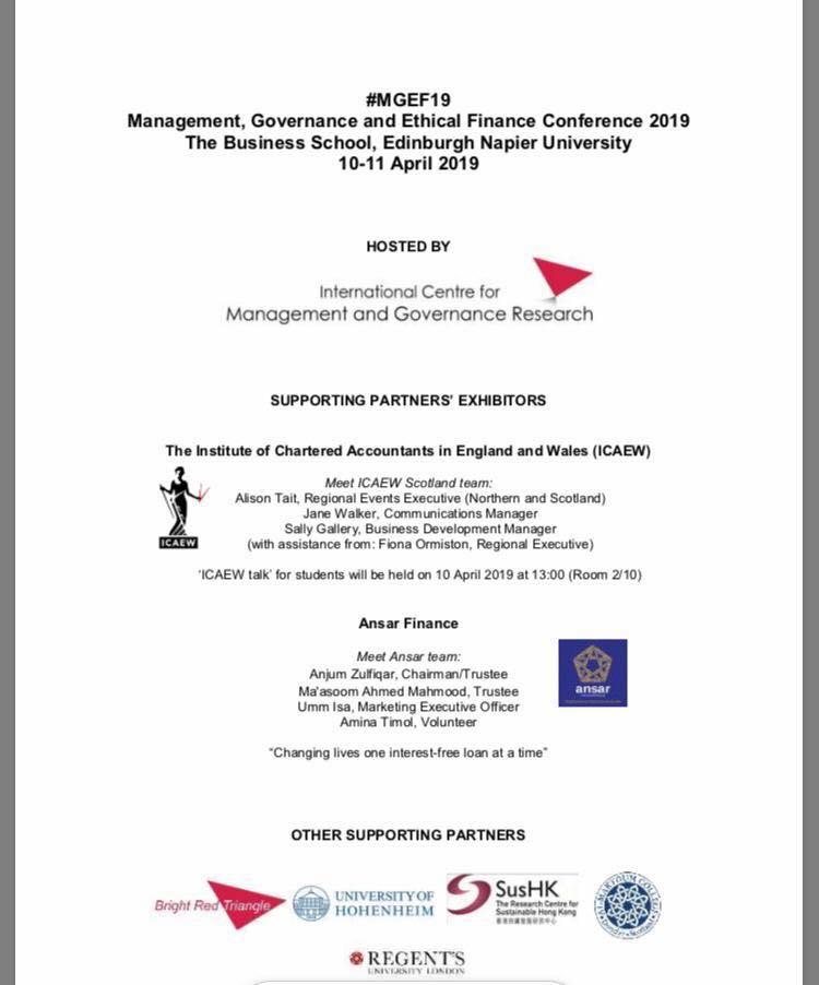 ansarfinance's tweet photo. Thank God is Friday #TGIF. Looking forward to a weekend of preparation for an exciting #Panels & #Presentions next week in @EdinburghNapier #interactive #conference @_ICMGR #Ethicalfinance2019 #MGEF19 @ICAEW @SallyAnneHunter @DrNazamDz @DrMinhat @ENUBusSchool @meetmaasoom00 https://t.co/Eg4FYUdOWO