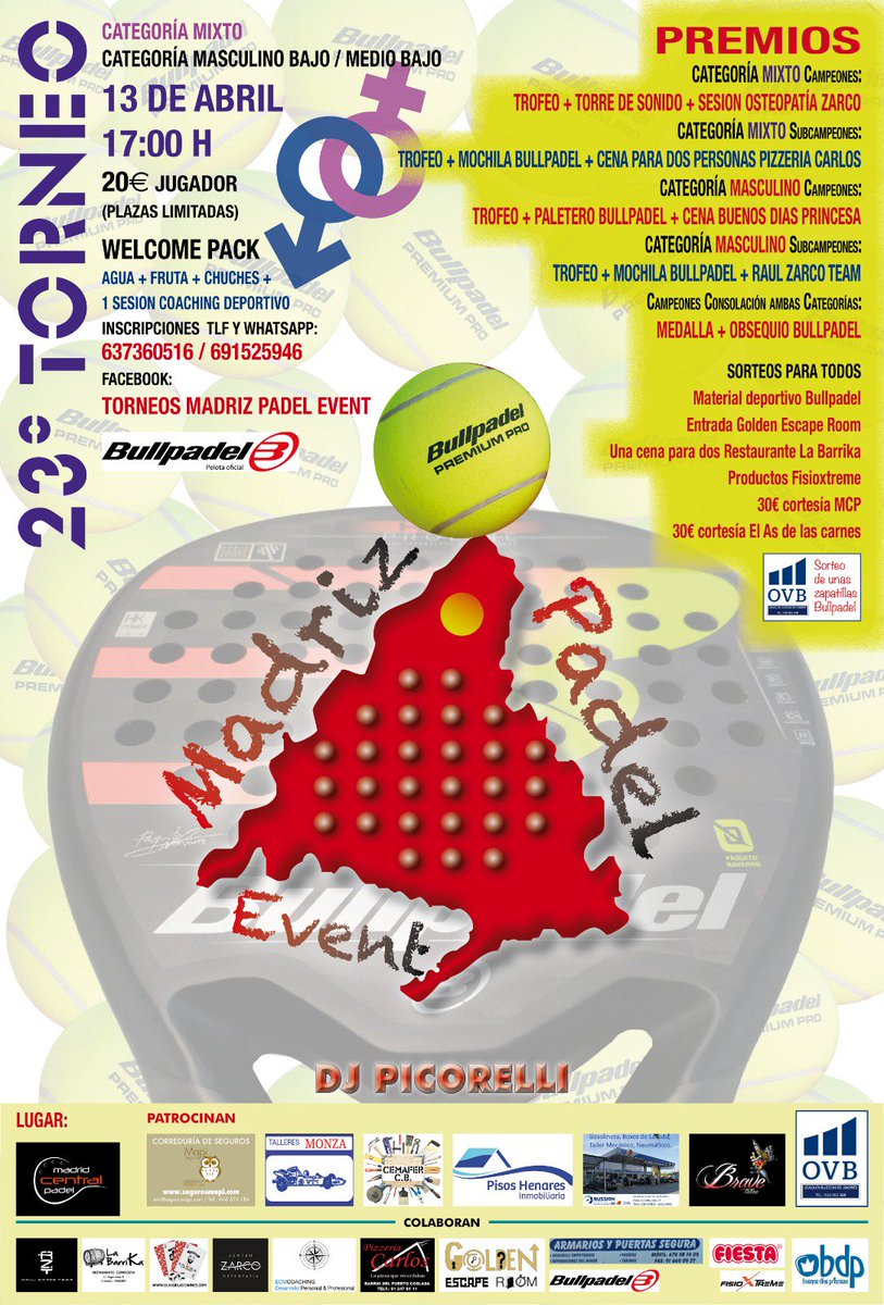 ikermadridpadel's tweet photo. A petición vuestra TORNEO MIXTO Y MASCULINO!!
MAS DE 500€ en sorteos solo por participar! #padel #sorteo #PADELfemenino TE LO VAS A PERDER?
@bullpadelsport @MadrizPadel https://t.co/ThAmp7yx09