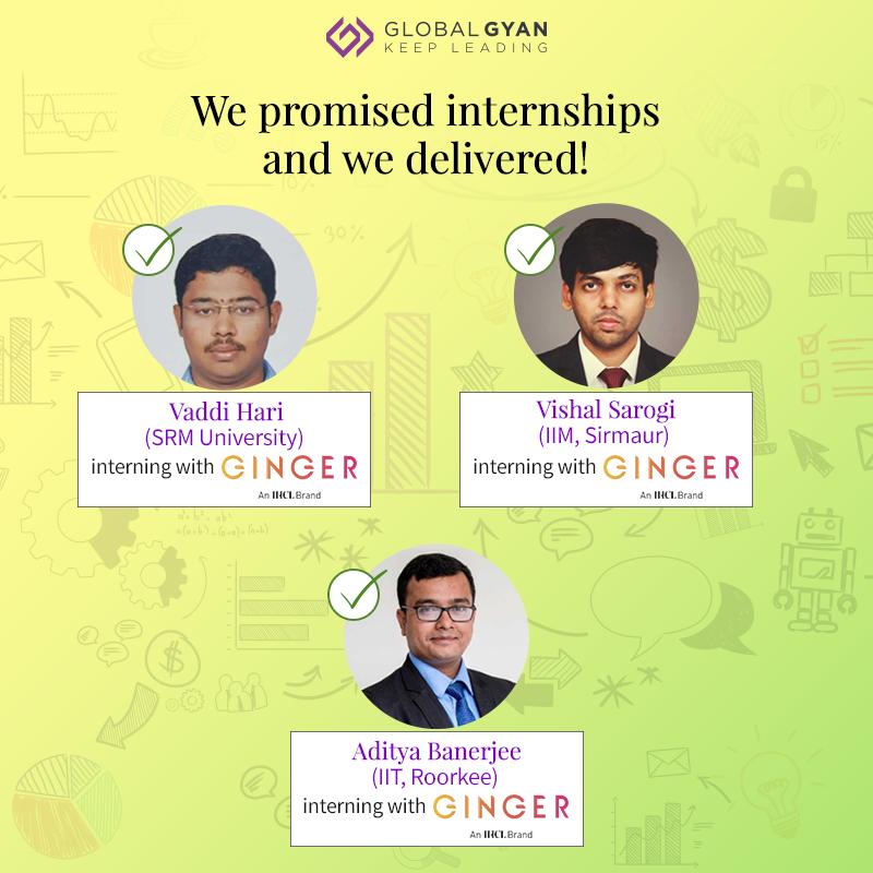 Global_Gyan's tweet photo. We say what we mean and mean what we say!
MBA students who completed our effective learning module have received internships from our awesome clients: @tata_comm @GingerHotel #IHCL & agencies #MIO, #26FIVE. @Global_Gyan is hiring too! Last few seats at https://t.co/PZl8U0WAjH https://t.co/28KEwJxKSM
