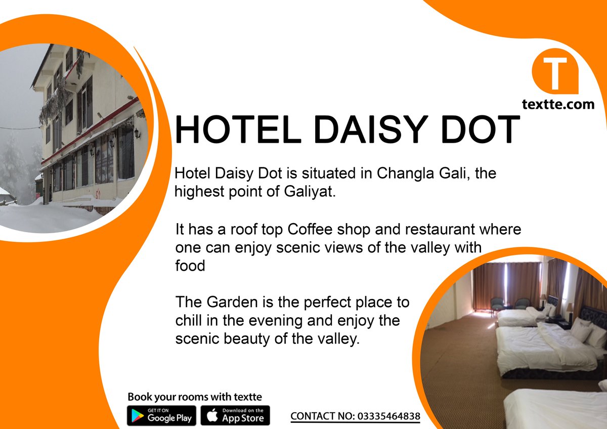 usetextte's tweet photo. Discover the Joy of Hotel Daisy dot with an amazing view of lush green trees around you
Download TEXTTE now to book your room now !!
https://t.co/u9gPndQhG6
#Abbottabad #DigitalTravelGuide #TravelersSocialNetwork #BeautifulPakistan #TEXTTE https://t.co/ajvZlDYBPB