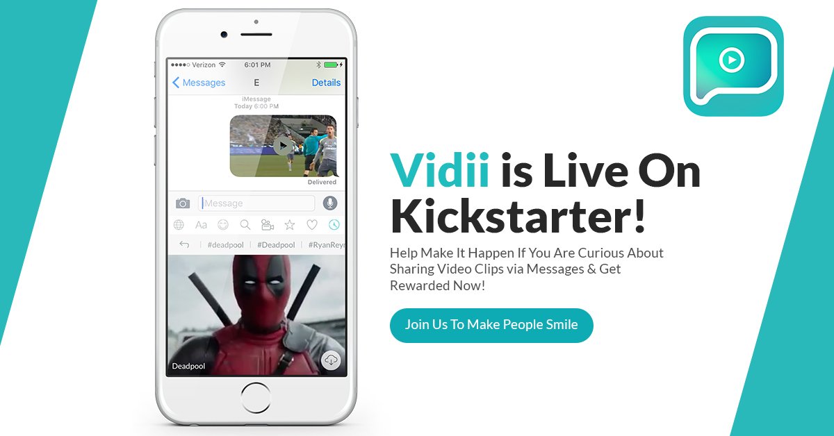 VidiiChat's tweet photo. Vidii is live on Kickstarter.

Invest Now &amp; Create an Opportunity for You to Earn Free Movie Rentals and Give Back to Those in Need https://t.co/UBU0kUlQh4

#kickstarter #vidii #investnow https://t.co/uNlW6KAGXV