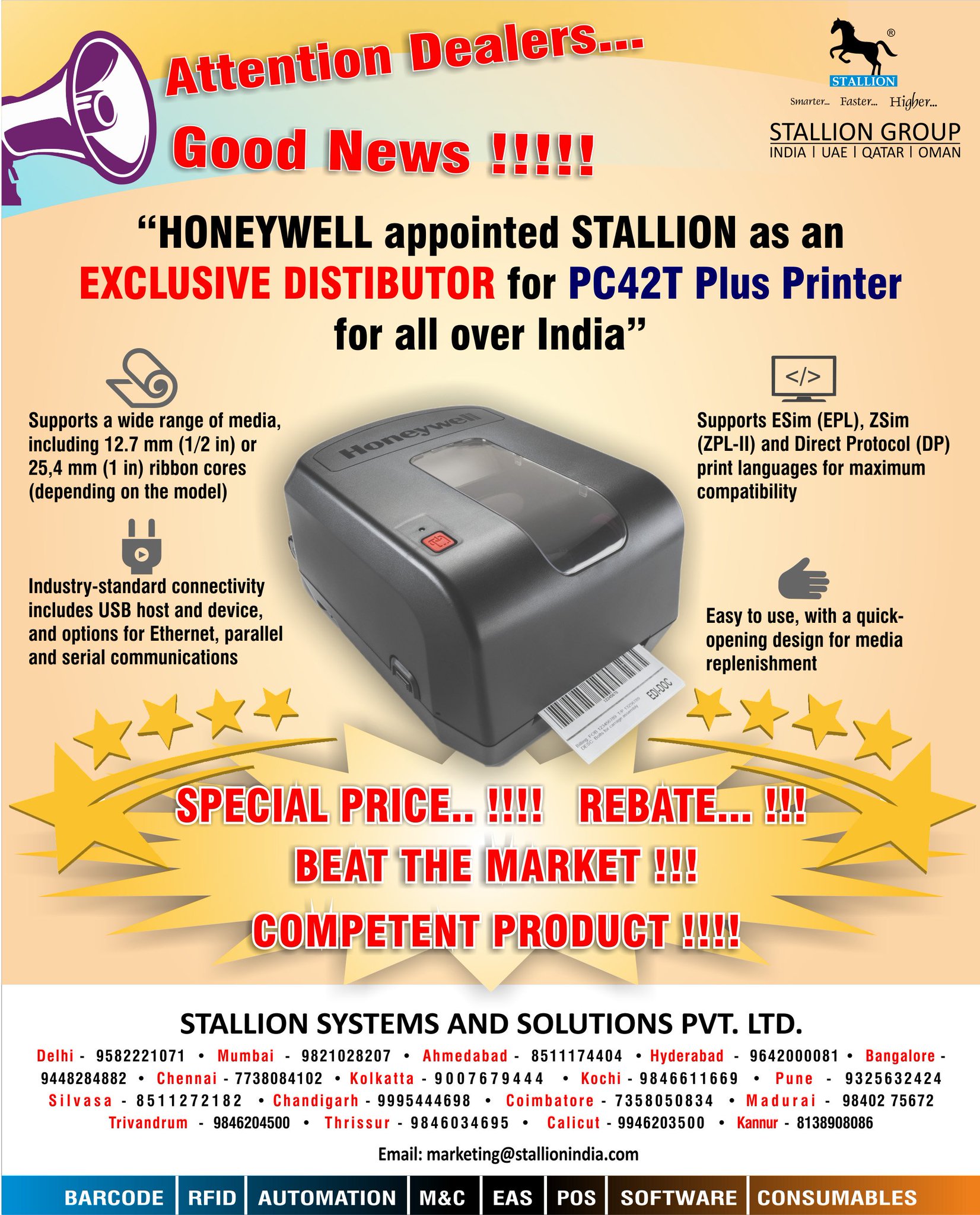 honeywell pc42t plus barcode printer