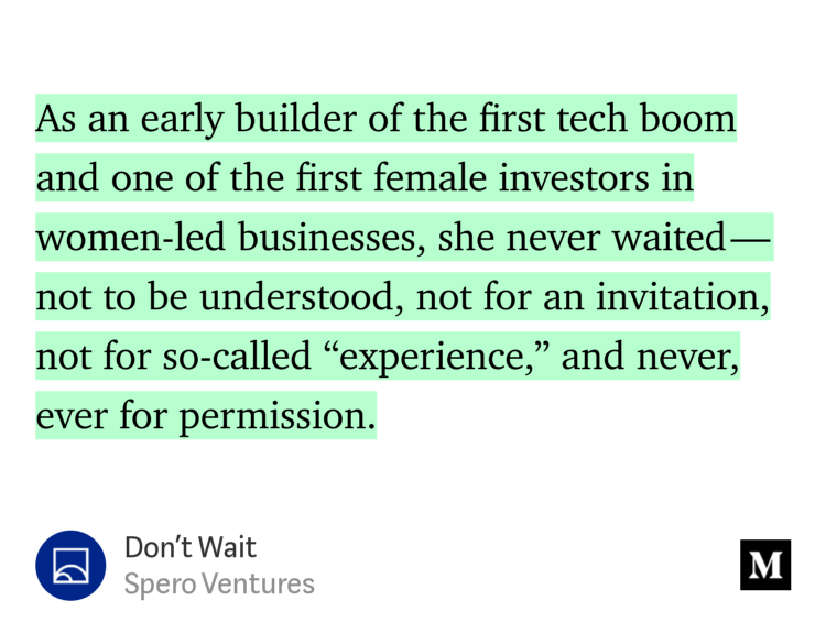 👏🏽"Don't Wait" - <a href="/thegothamgal/">joanne wilson</a> via <a href="/SperoVentures/">Spero Ventures</a> link.medium.com/k1Q7aSIfDV