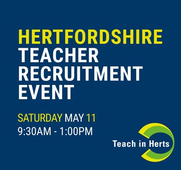 Teachinherts's tweet photo. Looking to kick-start your teaching career? 👍
Register today to attend our Teacher Recruitment Fair in Cheshunt. 
✅ Workshops exploring routes into teaching &amp; experiences of recent graduates
✅Chat to universities of Hertfordshire and Cambridge 
https://t.co/LEGPWshZHg https://t.co/qy2I9fahYy