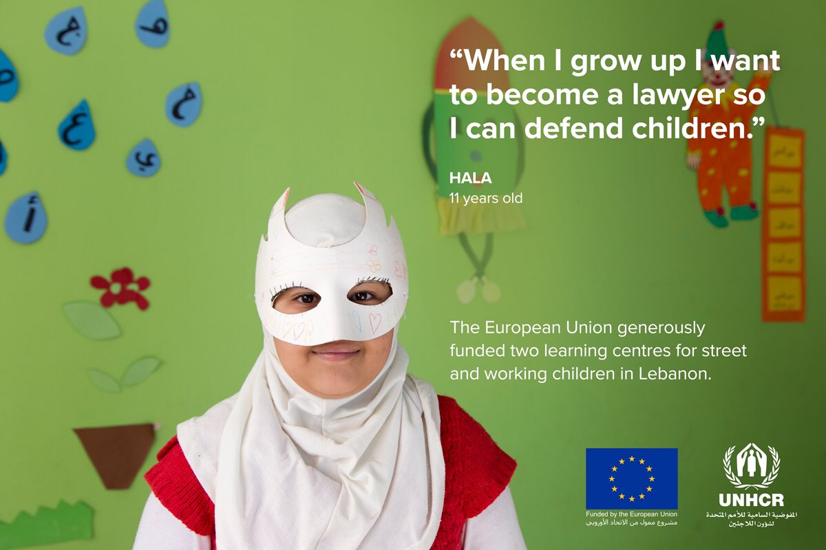UNHCRLebanon's tweet photo. Learning spaces give children space to dream 👦👧💭! 

Thank you 🇪🇺 @EUinLebanon for working with UNHCR &amp; @makhzoumi on education for street &amp; working children. https://t.co/H0YuRcNM7W