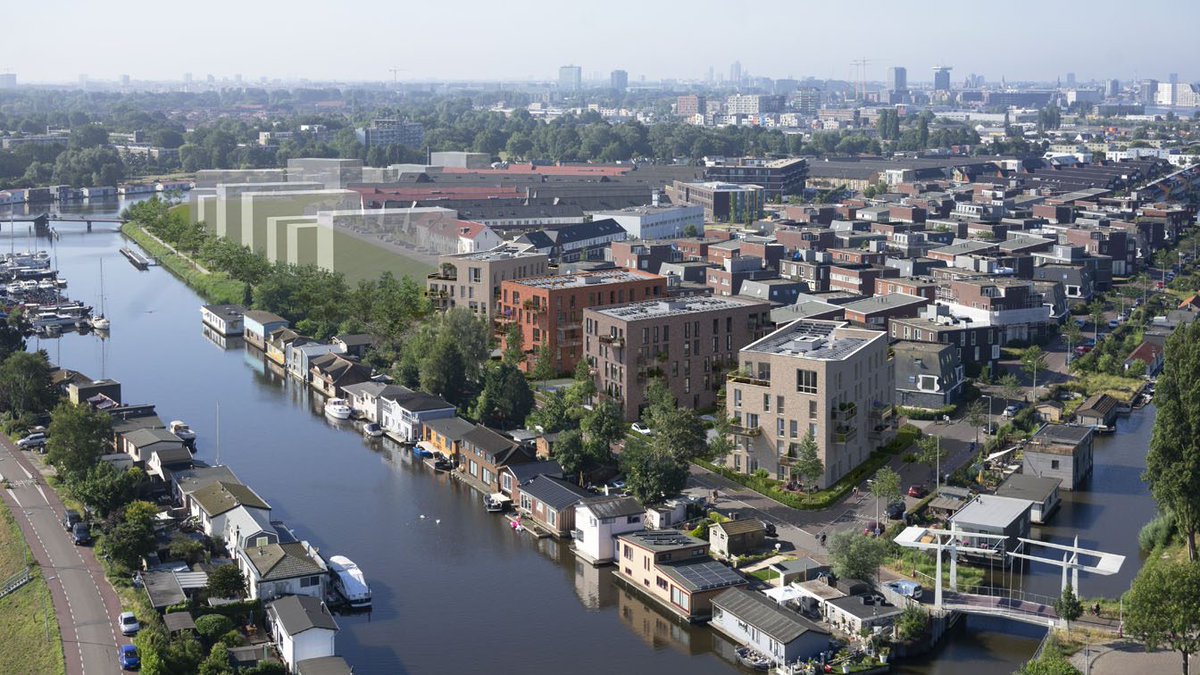 groosmanNL's tweet photo. Wij ontwierpen voor ODB vier appartementsgebouwen op deze #superplek in Amsterdam-noord als invulling van Stempel 6. Eén gebouw is bestemd voor @EigenHaard, bouwuitvoering door @HurksNL. #amsterdamnoord #debongerd #gasloos #stadmaken #socialehuur #koopwoningen #stempel6 https://t.co/UZOg98JD75