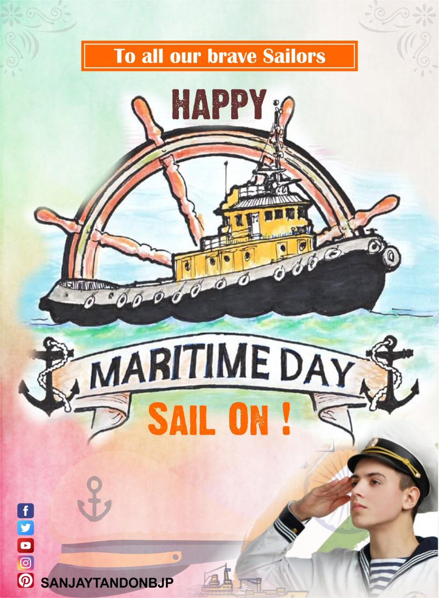 SanjayTandonBJP's tweet photo. Many greetings to the Nation and its sailors on #NationalMaritimeDay ! On this day in 1919, navigation history was created in India. We continue to be proud of the role of #Maritime sector in the growth and development of our country. #bharatmatakijai https://t.co/BhMUR5udhj