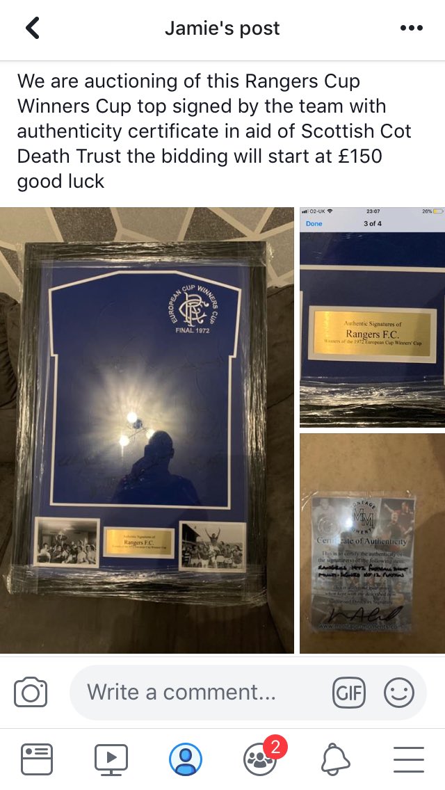 My sisters having a charity night and auctioning this cup winners cup top. Anybody interested in bidding?
