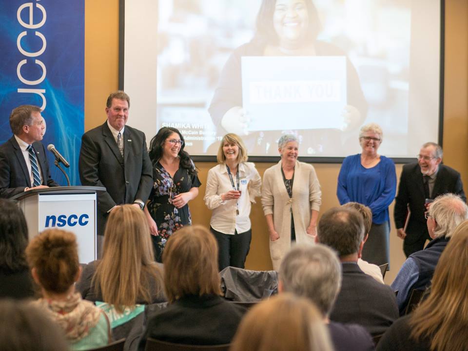 FoundationNSCC's tweet photo. So many smiling faces at the @NSCCCumberland Make Way celebration. And hearing from student bursary recipient Disha Jaggi about the impact of donors' generosity was definitely a highlight! #NSCCMakeWay https://t.co/P97PfqXVqO