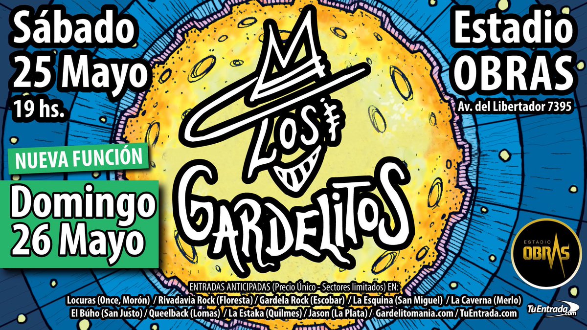 LosGardelitosOf's tweet photo. Atención!!! Plateas y campos agotados para el sábado 25 de Mayo en Obras: Únicamente sectores generales disponibles... Nueva función: DOMINGO 26 DE MAYO https://t.co/iA7V4szCBT