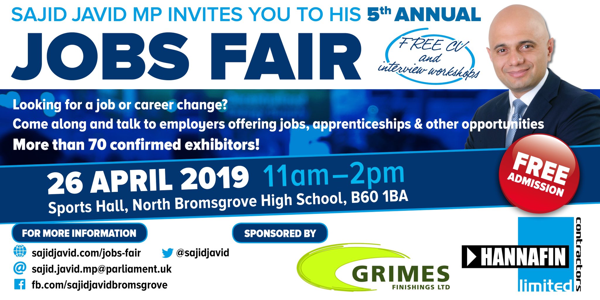 Sajid Javid on Twitter "My 5th annual Bromsgrove Job's Fair will be
