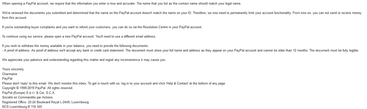 ai_baggs's tweet image. Is anyone over at @PayPal @AskPayPal @PayPalUK able to help me?

I went through the proper process to get my name CHANGED and you guys locked down my account! My ONLY source of income btw.

"We regret any inconvenience it may cause you" - Do you really?

#help #paypal #paypalhelp