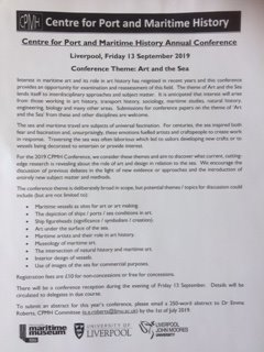 We've re-launched the Twitter feed for the Centre for Port &amp; Maritime History today! Details of news and upcoming events here, starting with the call for our Annual Conference, Sept 2019! Abstracts of 250 words on the theme of 'Art and the Sea' now welcome, details attached!