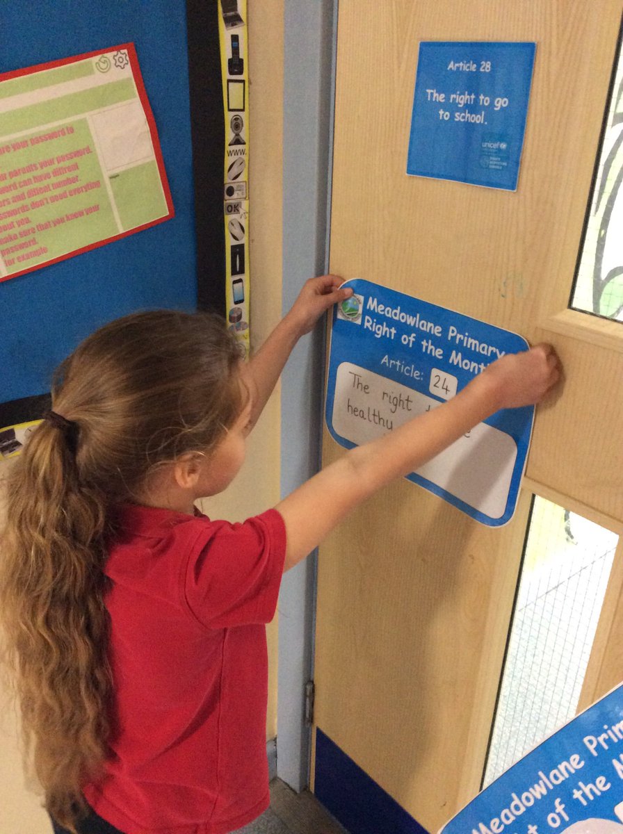 meadowlaneprm's tweet photo. Some of the I-Rights group have been displaying our right of the month around the school! #Article24 #RRSA #IRights https://t.co/0CWex9OecL