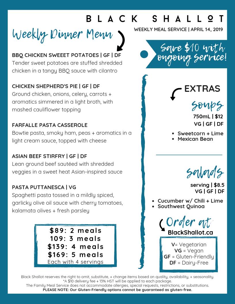 New menu is live! Selections including #glutenfriendly, #dairyfree, #vegetarian, and #vegan options! #blackshallot #ottawas #mealprep #whatsfordinner