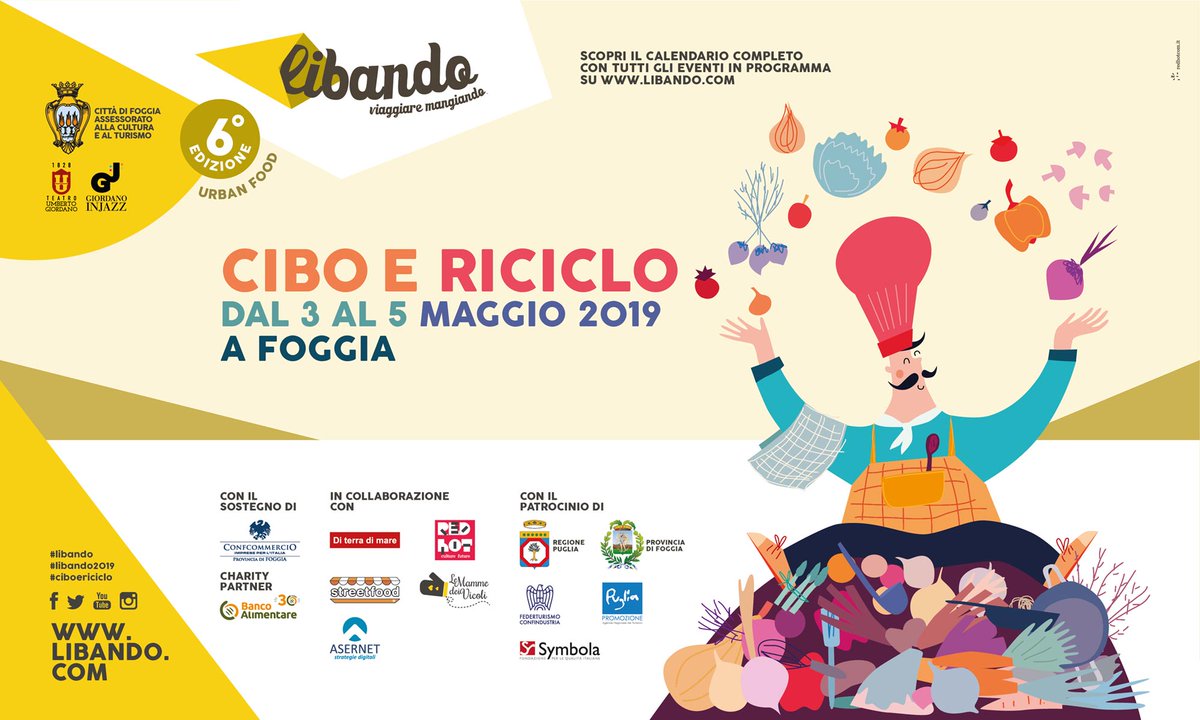 PopCornPress1's tweet image. 📌Il 1️⃣0️⃣ aprile a #Foggia ci sarà la conferenza stampa di presentazione di #Libando! Tutte le novità della 6^ edizione che ruota sul tema #CiboeRiciclo♻️.
Non mancate! #libando2019
Qui il comunicato👉bit.ly/2YRJq96