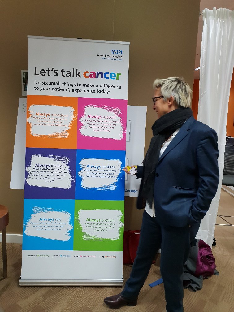 MargaretRoffe's tweet photo. Caroline Clarke the new Royal Free London Chief Executive, supporting Lets Talk Cancer, to improve cancer patient experience. https://t.co/F5VeXYTx2f