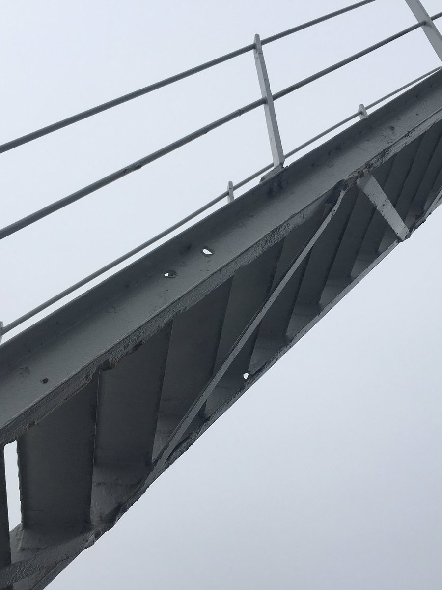 BoothamHistory's tweet photo. Bullet holes on the original Pegasus Bridge #DDay75 #Normandy44 @BoothamSchool https://t.co/JbURHX77hA