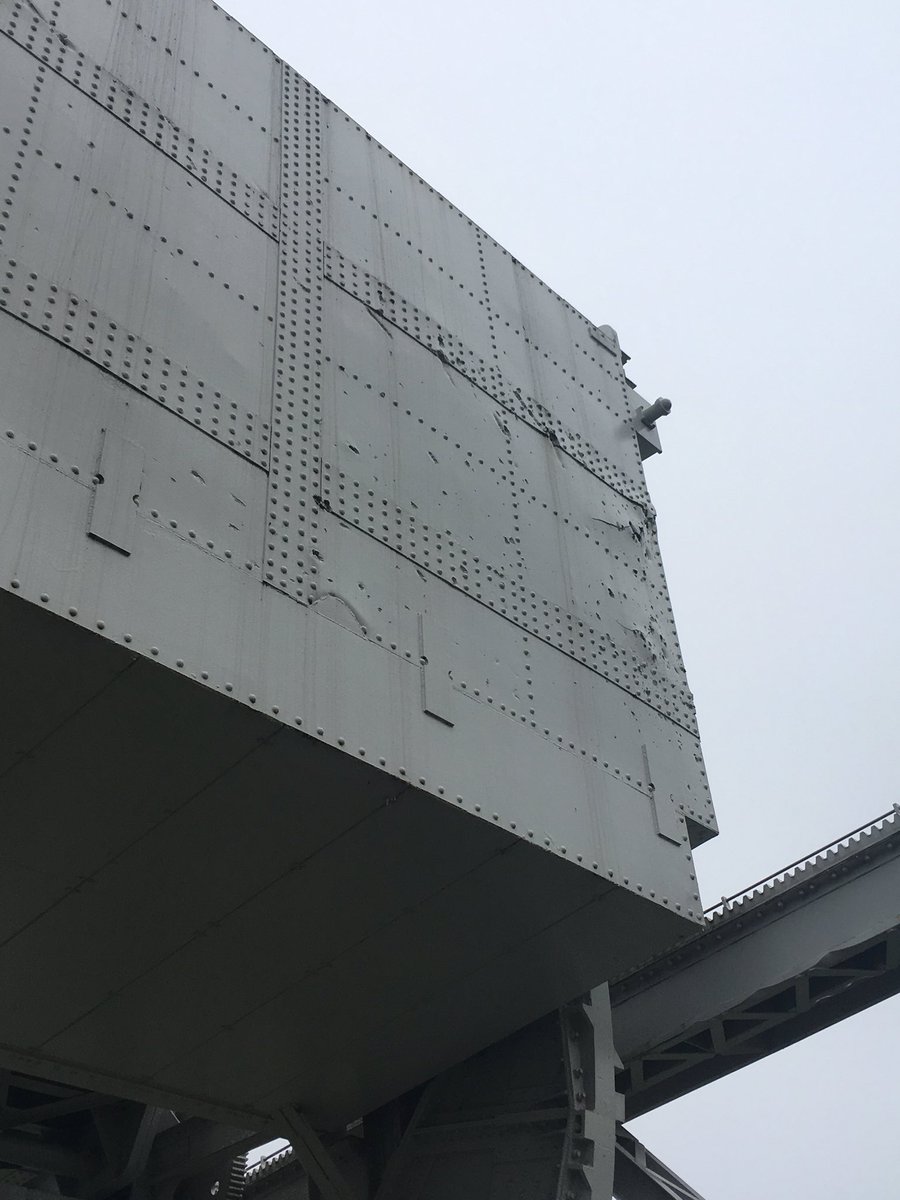 BoothamHistory's tweet photo. Bullet holes on the original Pegasus Bridge #DDay75 #Normandy44 @BoothamSchool https://t.co/JbURHX77hA