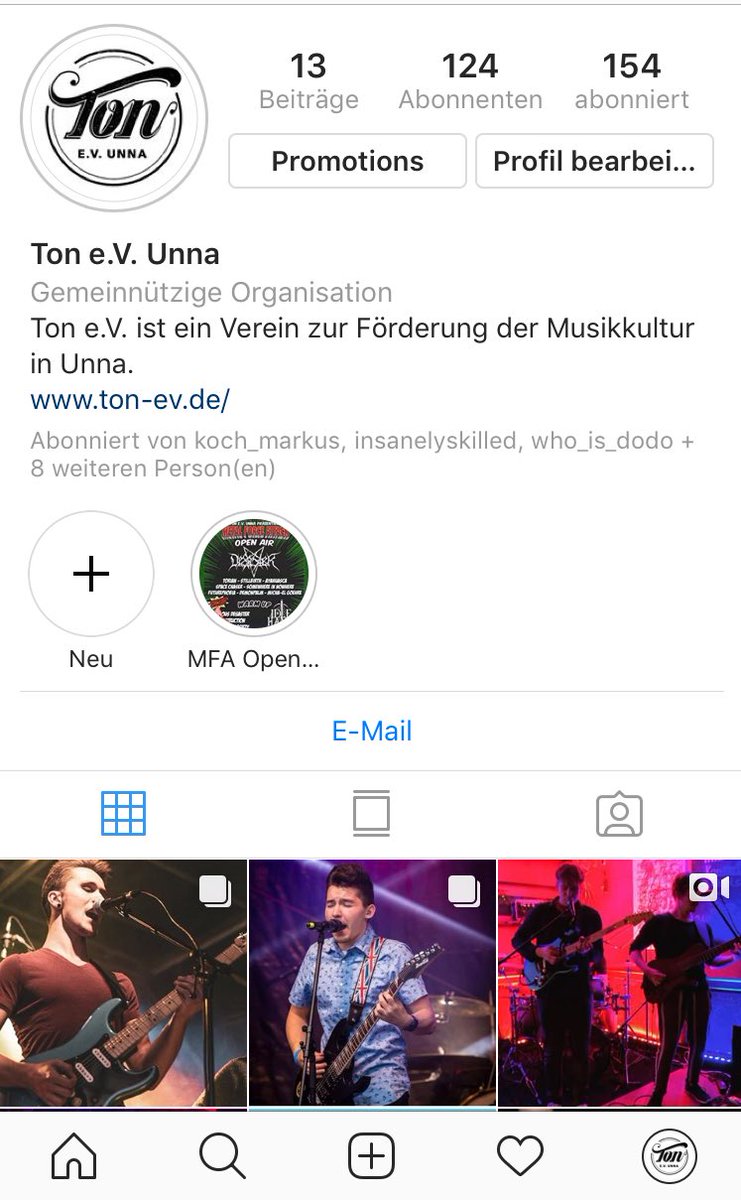 Hey, schaut doch mal auf unserem Instagram Profil vorbei. Dort halten wir euch immer up to date, was Konzerte und andere Termine betrifft. 🙌🏻

instagram.com/ton_ev/