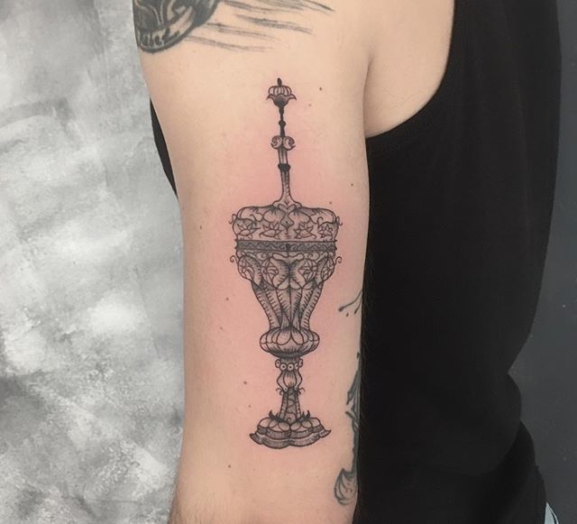 Street Light Lamp Tattoo On Sleeve