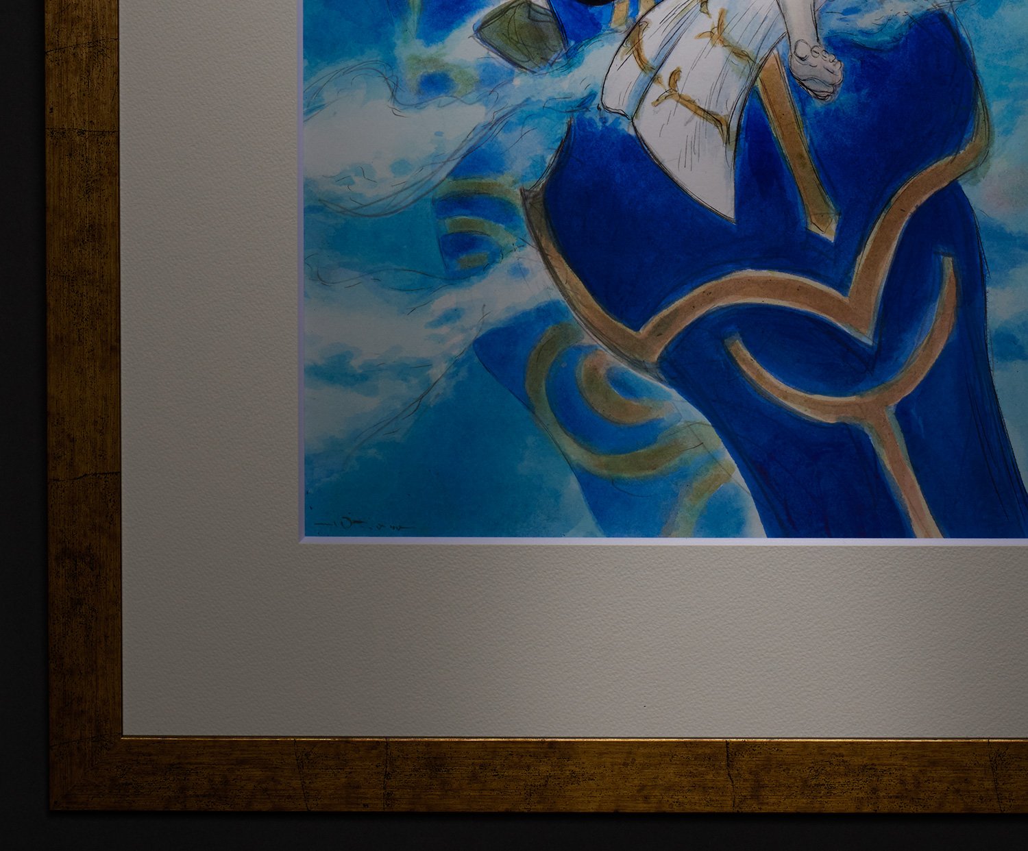 模写》天野喜孝 手描き 油彩画《月神》表サイン 裏サイン 目黒