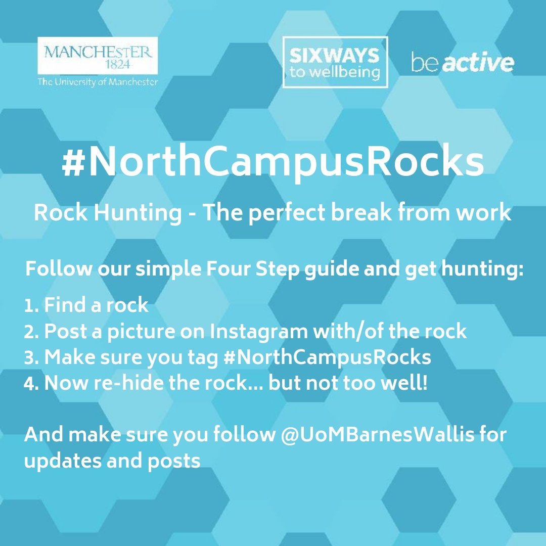 North Campus Rocks, and now... #NorthCampusRocks! As part of Be Active, we’ve set you a little challenge. The rules are below, and make sure you head over to our Instagram page from 11am to find out more <a href="/WellbeingUOM/">UOMWellbeing</a> <a href="/OfficialUoM/">The University of Manchester</a> <a href="/UoMBarnesWallis/">Barnes Wallis Student Hub</a> #wellbeing #GameOfStones 💜