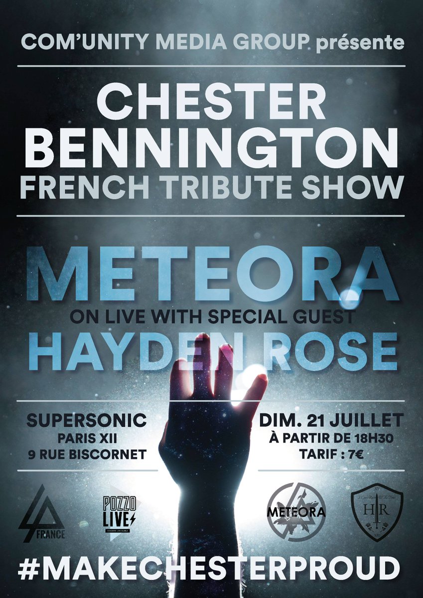 linkinparkfr's tweet photo. Le groupe lillois @FRENCH_METEORA organise le dimanche 21 juillet 2019 un concert hommage à @ChesterBe à l'occasion des 2 ans de sa disparition.

Plus d'infos et réservation >>> https://t.co/o4a8RurLbH https://t.co/ZTg0R5KArL
