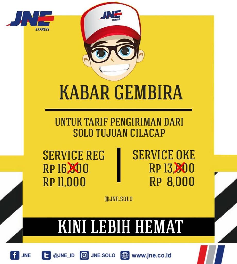Jne Express Ar Twitter Kabar Gembira Tarif Pengiriman Dari Solo Tujuan Cilacap Magelang Dan Tegal Kini Lebih Hemat Lhoo Setiap Service Reguler Menjadi Rp 11 000 Dan Service Oke Rp 8 000 Yuk Buruaaaaan