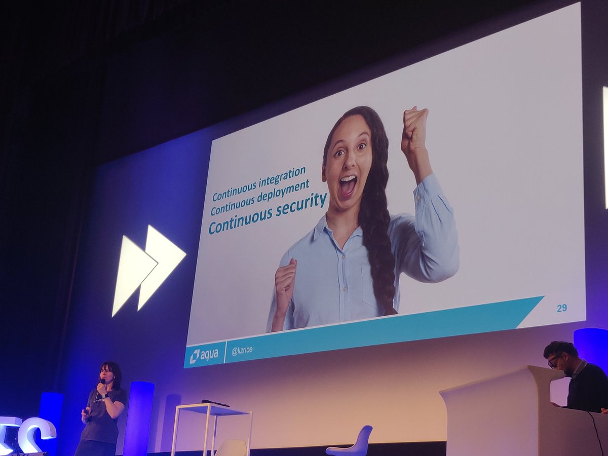 erw_lg's tweet photo. Containers &amp; Continuous security:
Using containers lets you decompose not only the softwares into microservices but also the security problems into small self contained pieces where you can apply stricter defenses than with a traditionnal deployment
@lizrice @CRiP_asso #ITES2019 https://t.co/cEZRjuOTor
