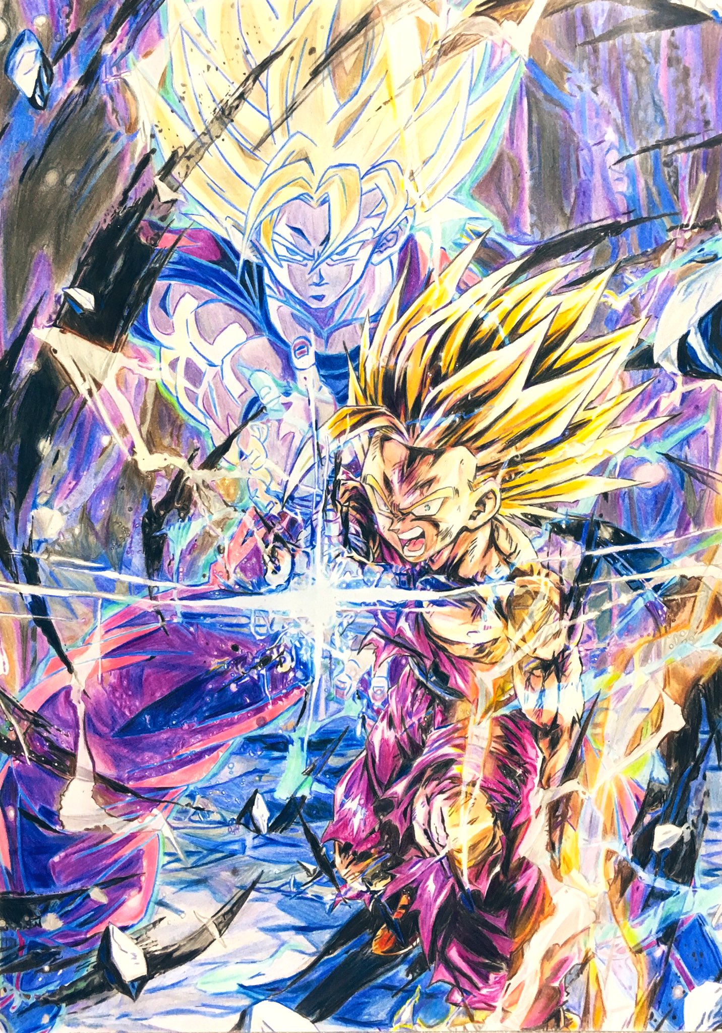 Twitter 上的 ダイン やっと完成しましたヽ このイラストは本当大変でした レジェンズ 悟飯 Amp 悟空かめはめ波 模写 T Co Mwm2zs2bwt Twitter