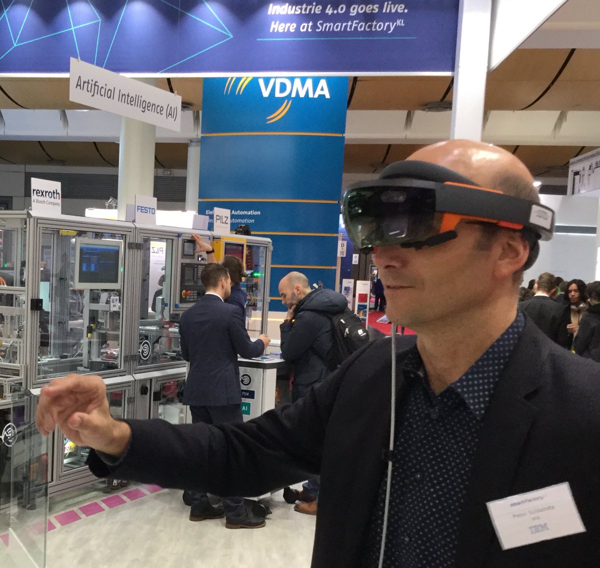 PSchleinitz's tweet photo. Last day on #HM19 showcasing #IBM #AI #Industrie40 #Deeplearning #Acousticanalytics #plantservicebus, having interesting discussions and fun @SmartFactoryKL , https://t.co/j0ny6Edsfn https://t.co/GQu8RyeG9J