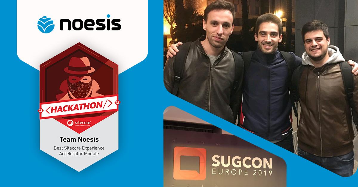 Noesis_Portugal's tweet photo. #teamNoesis has won the Sitecore #Hackathon by standing out amongst 97 teams with an #SXA module! 🏆 The only Portuguese team took the award at #SUGCon on their debut. Congratulations, boys! #CustomerExperience #ExperienceAccelerator https://t.co/VZGdT4FLQ4
