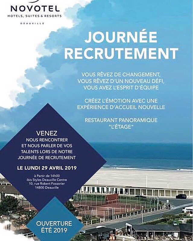 Le futur <a href="/Novotel_FR/">Novotel France</a> de <a href="/DeauvilleFr/">Deauville</a> recrute. #novotel #Deauville #novoteldeauvilleplage #hotel