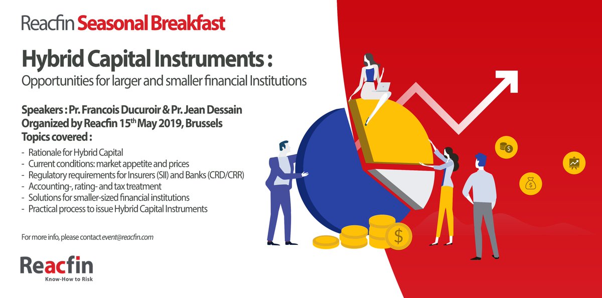 On May 15th, @Reacfin organizes a conference-breakfast in Brussels regarding Hybrid Capital Instruments for #banks and #insurance companies. 
For more information: event@reacfin.com
#Hybrid #Tier1 #Tier2 #Banks #banking #basel3 #solvency2