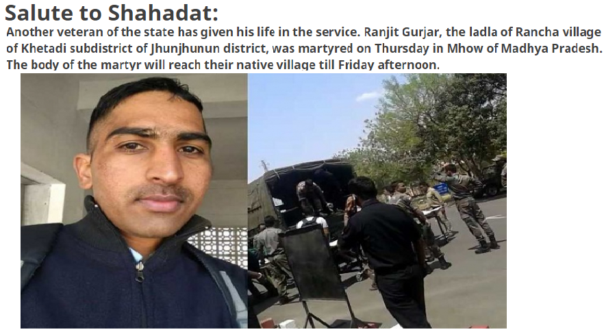 Rajasthan234's tweet photo. #Jhunjhunun  #martyr
#CRPF #IndianArmy
#Jawans #Salute 
#Fighter #government #rajasthan https://t.co/iFz7VOC8gV