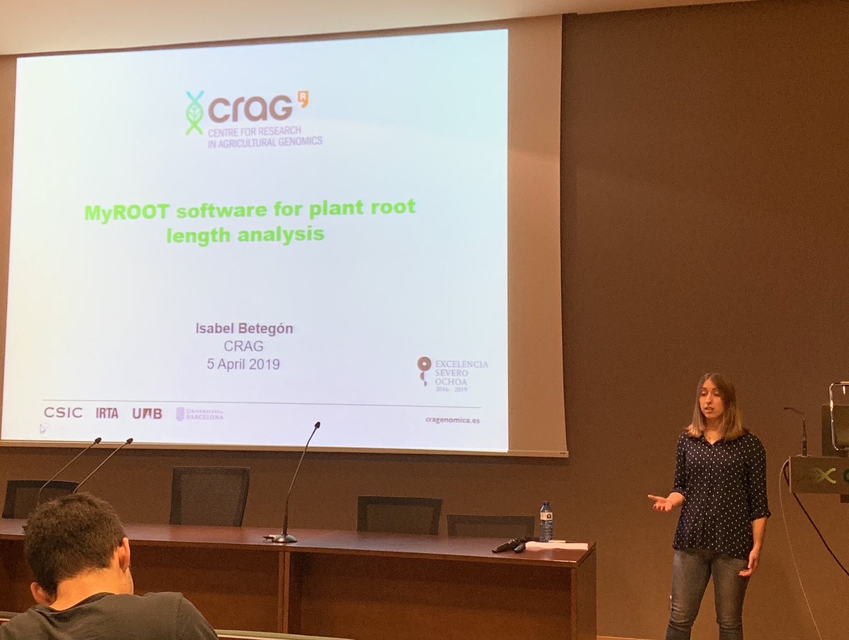 aditi0225's tweet photo. Today @CRAGENOMICA we have @Isabel_Betegon from @Ana_CanoDelgado lab talking about #MyROOT a newly developed novel tool for accurate #root growth measurements in #Arabidopsis https://t.co/y4nYqdccqf