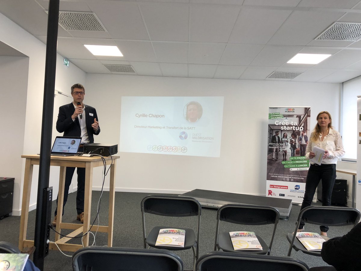 OuestValo's tweet photo. #1ktech est un programme qui permet d’accompagner la création de #startup #deeptech issues de la recherche publique. Rapprochement de @OuestValo &amp; @1KRennes 
Intervention de @ChaponCyrille, dir. Transfert et Marketing @OuestValo , membre de @ReseauSATT https://t.co/fg0VlWogzA