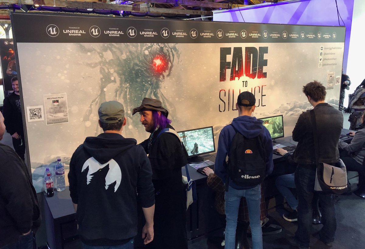 Rockfishgames's tweet photo. Look who’s also here at the @UnrealEngine booth at #EGXRezzed2019, our dear #indiedev friends #CagedElement showing @GRIPVideoGame and @BlackForestTeam demoing #FadeToSilence 🤘 https://t.co/rwhgMnoeLI