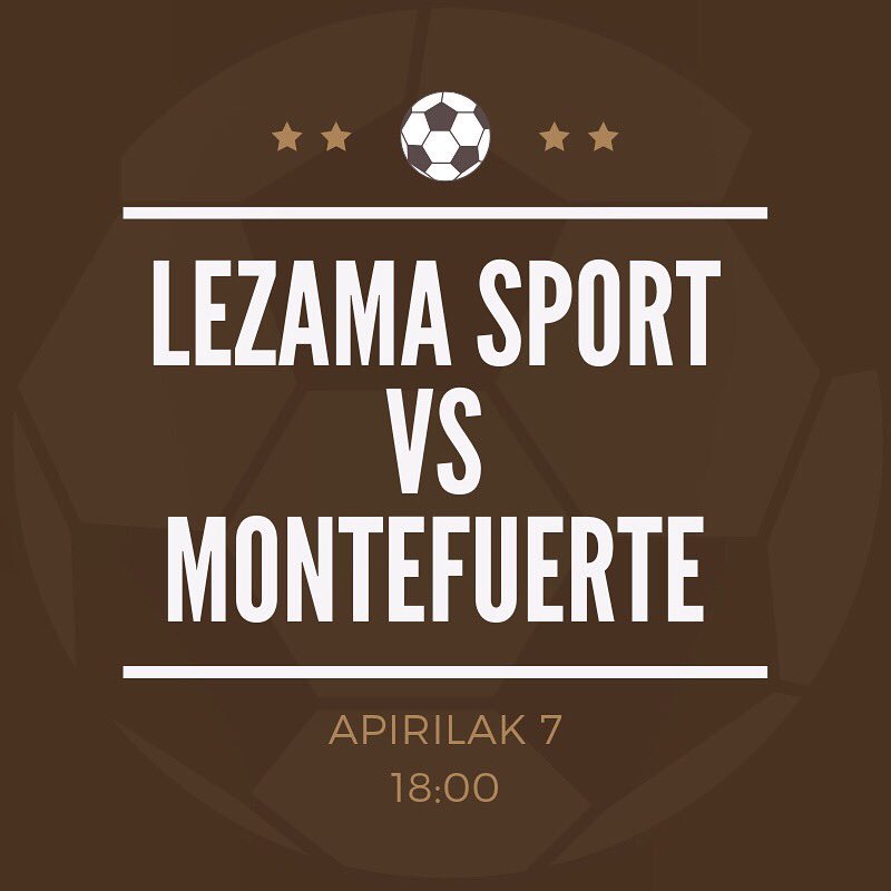 ASTEBURUKO PARTIDUA:

⚽️ Lezama Sport VS Montefuerte

🗓 Apirilak 7

⏰ 18:00

📍 Lezaman