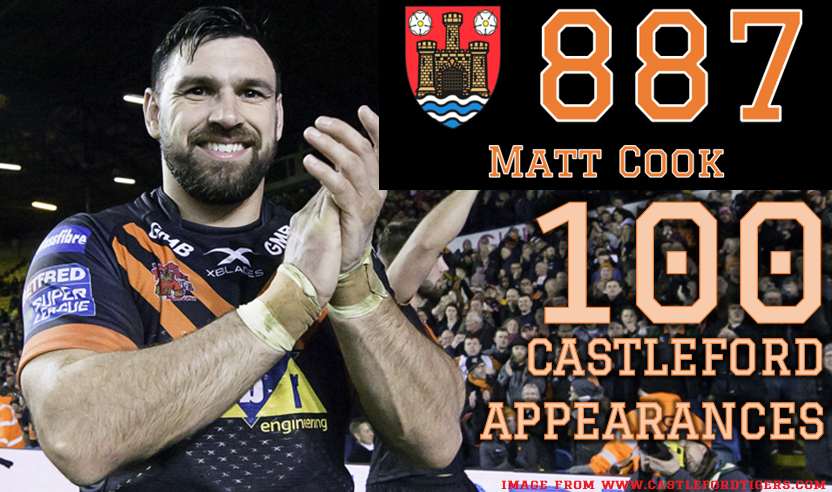 DarntLane's tweet photo. If @Matthewcook1986 plays against Wigan Warriors tonight it will be his 100th appearances for Castleford Tigers.

🏉Cook Info:-
🐯Heritage Number: 887
Debut: 11.04.2008
Castleford Tigers 12
Hull FC 32 

#Cookie100 #COYF #CasTigers https://t.co/O3AkfjvfLT