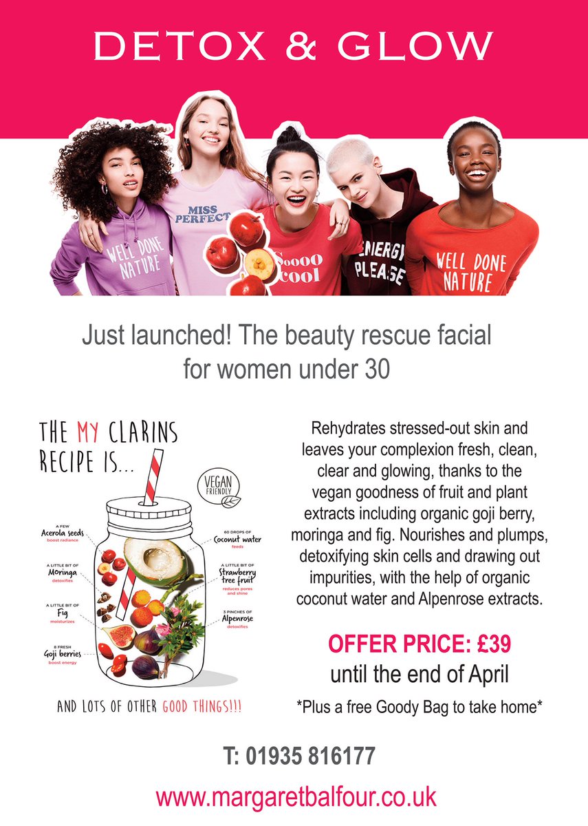 Don’t miss this fabulous offer if you’re a teenager or woman under 30. New Detox &amp; Glow Facial from <a href="/clarins_uk/">clarins_uk</a> is perfect for young skins #vegan #goodness #plantextracts #sherborne #beauty OFFER Just £39 in April + FREE GIFT
