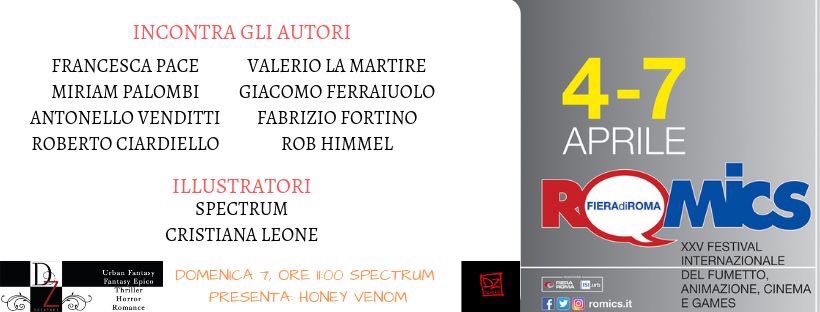 Questa settimana vi aspettiamo al #Romics25 con i nostri #autori e il nostro catalogo! 🤩
Domenica 7 non perdete la presentazione di #Spectrum e della sua #HoneyVenom 😎