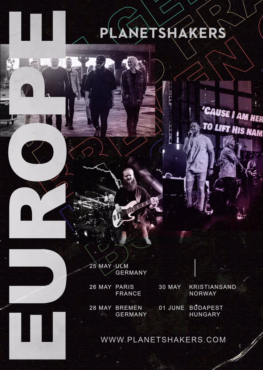 EUROPE 🇩🇪 🇫🇷 🇳🇴 🇭🇺 we are coming back!! May 2019 We can't wait to worship and lift up the name of JESUS

25th May - Ulm, Germany
26th May - Paris, France
28th May - Bremen, Germany
30th May - Kristiansand, Norway
1st June - Budapest, Hungary

Tour Details: bit.ly/1EaAgTA