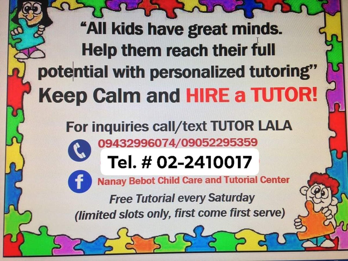emmacobar's tweet image. Enrollment on-going! 
Message me

#SummerTutorial2019
#lovetutortime
#NanayBebotChildCareandTutorialCenter
#BignayValenzuelaCity