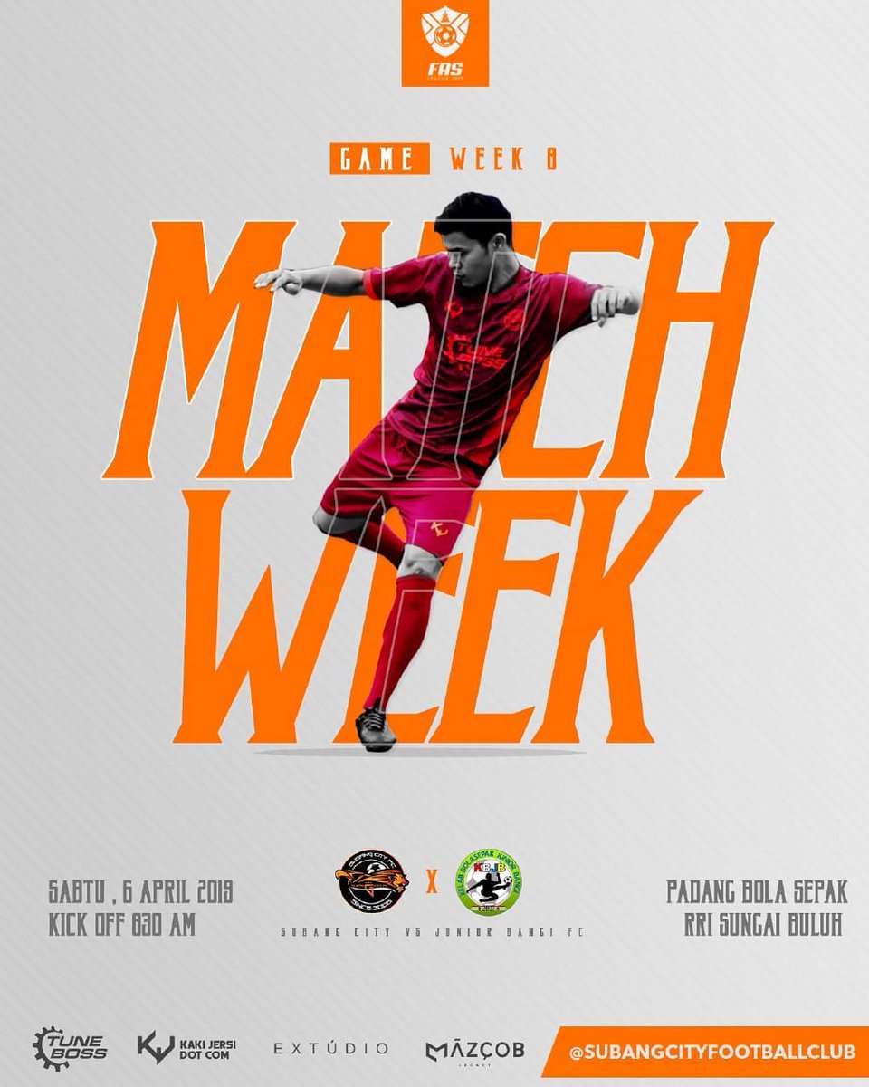 SubangCityFC's tweet photo. LIGA PERDANA FAS III
MATCH WEEK 8
Subang City FC akan bertemu pasukan bola sepak Junior Bangi pada jam 830 pagi esok.
Semoga memperoleh kemenangan esok.
#SubangCityFC
#TuneBoss
#KakiJersiDotCom
#MazcobLegacy https://t.co/VqM3Dqe5Gt