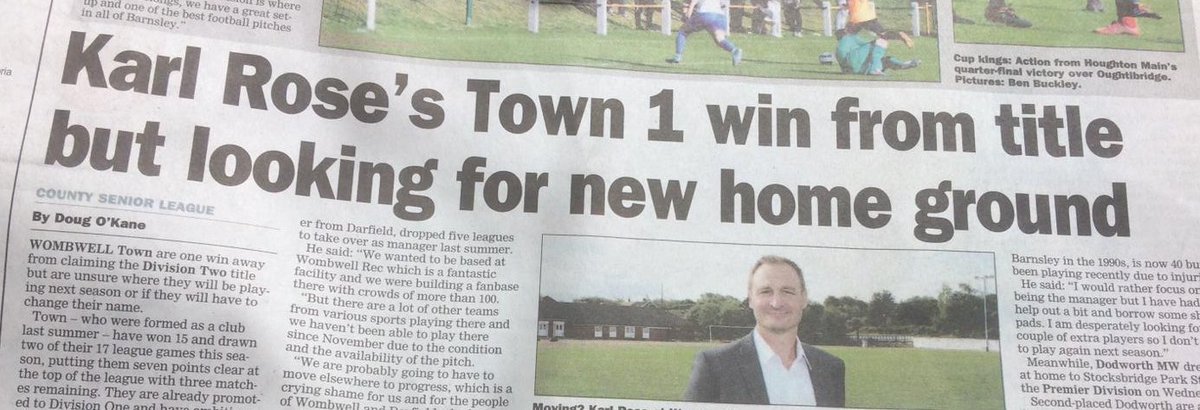 WombwellTownFC's tweet image. Many thanks to @ChronOnline for their continued support this season. Here's a glimpse at their article about us in today's edition.