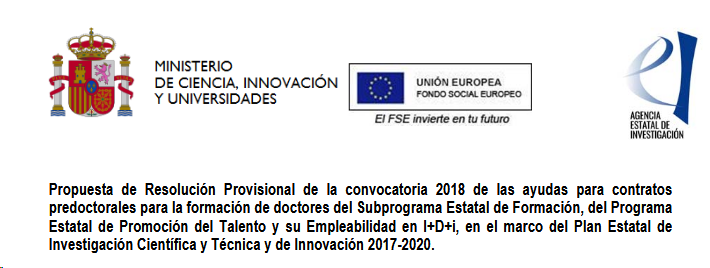 DPE_CSIC's tweet photo. 📢Publicada la propuesta de Resolución Provisional de ayudas para contratos predoctorales #FPI2018 de @AgEInves @CienciaGob @astro_duque https://t.co/xr5CsSBKZY https://t.co/qjpOuAATl4