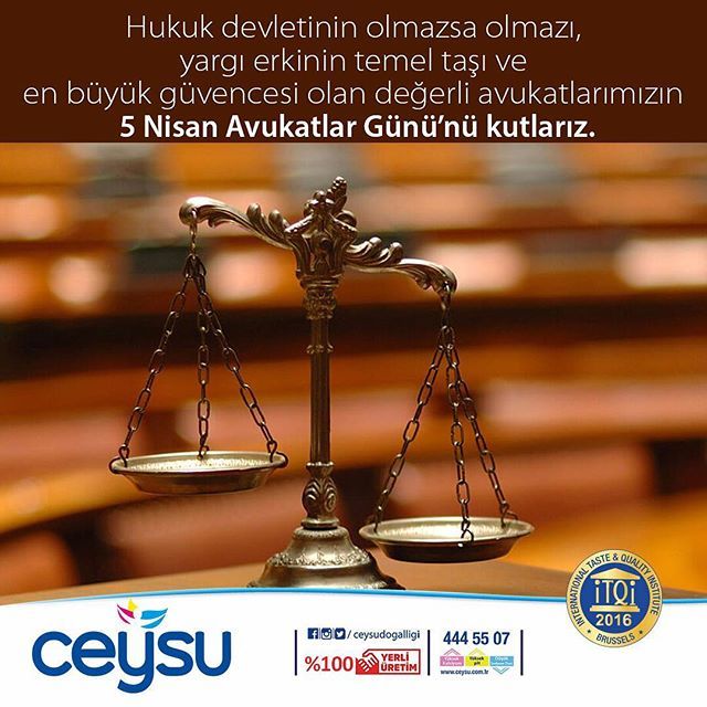 Hukuk devletinin olmazsa olmazı, yargı erkinin temel taşı ve en büyük güvencesi olan değerli avukatlarımızın 
5 Nisan Avukatlar Günü’nü kutlarız.
.
.
.
.
#5NisanAvukatlarGünü #kanun #yasa #adalet #alkali #alkalisu #alkali #dogalkaynaksuyu #düşüksodyum #h… bit.ly/2VpIvuo